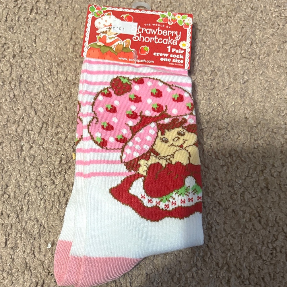 Strawberry Shortcake Pink Crew Socks